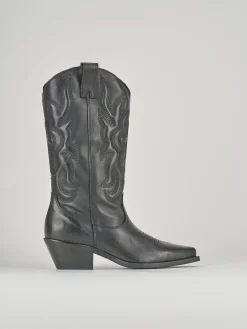 Stivali tacco 3cm pelle nero