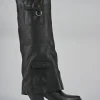 Stivali tacco 7cm pelle nero
