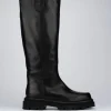 Stivali tacco 1cm pelle nero