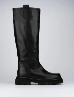 Stivali tacco 1cm pelle nero