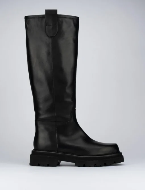 Stivali tacco 1cm pelle nero