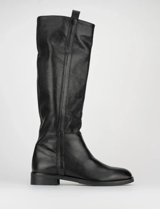 Stivali tacco 1cm pelle nero