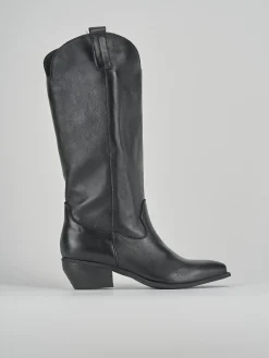 Stivali tacco 4cm pelle nero