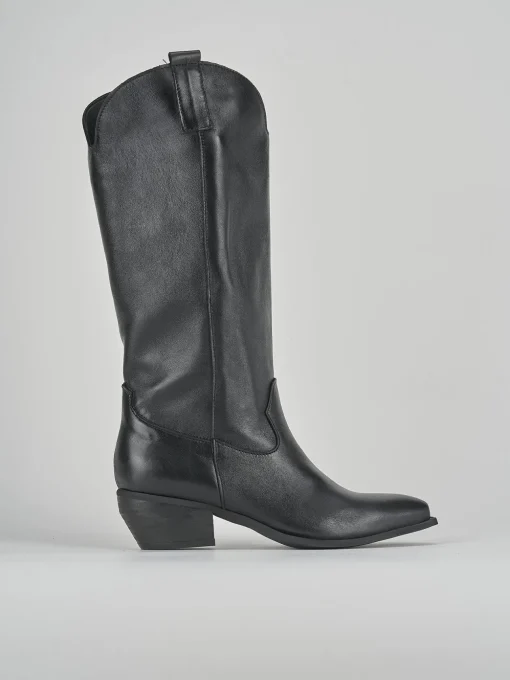 Stivali tacco 4cm pelle nero