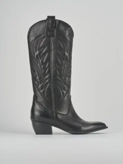 Stivali tacco 4cm pelle nero