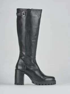 Stivali tacco 7cm pelle nero