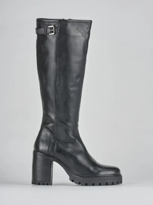 Stivali tacco 7cm pelle nero