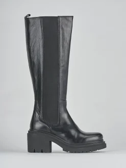 Stivali tacco 5cm pelle nero
