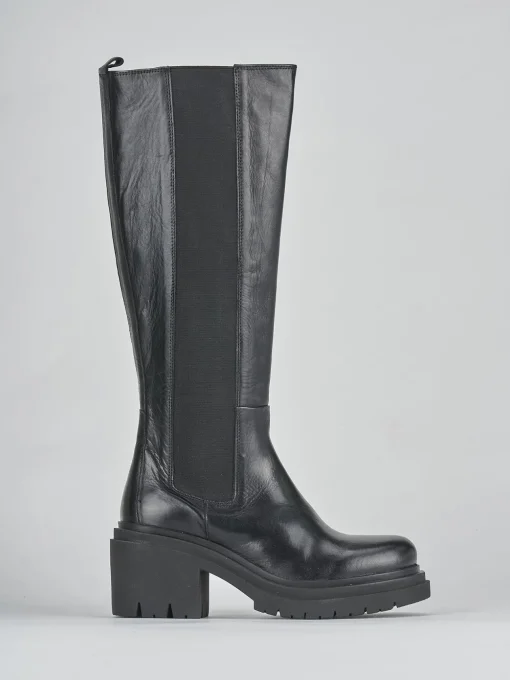 Stivali tacco 5cm pelle nero