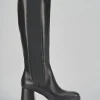 Stivali tacco 5cm pelle nero
