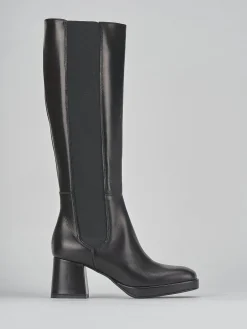 Stivali tacco 5cm pelle nero