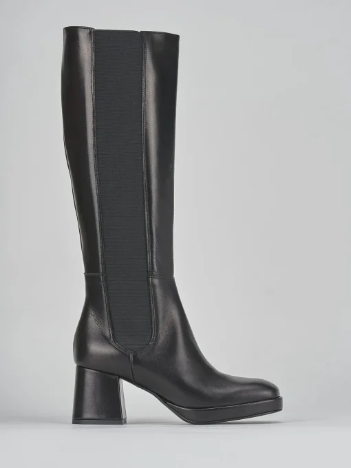 Stivali tacco 5cm pelle nero