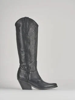 Stivali tacco 7cm pelle nero