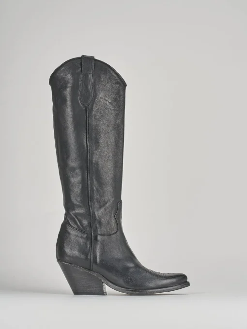 Stivali tacco 7cm pelle nero