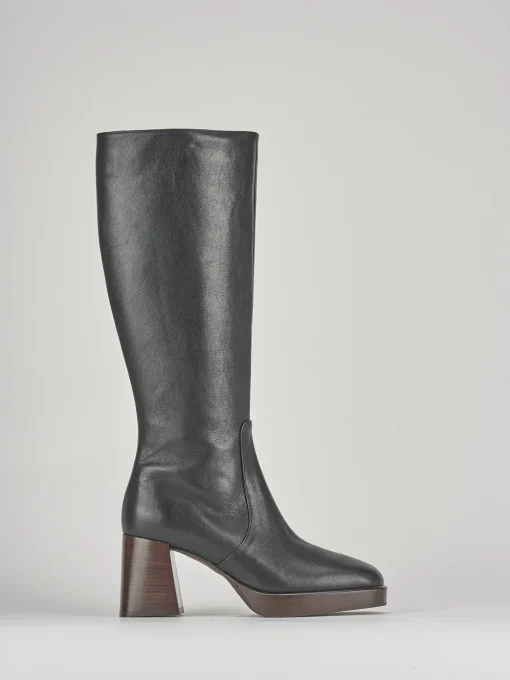 Stivali tacco 7cm pelle nero