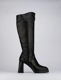 Stivali tacco 5cm pelle nero