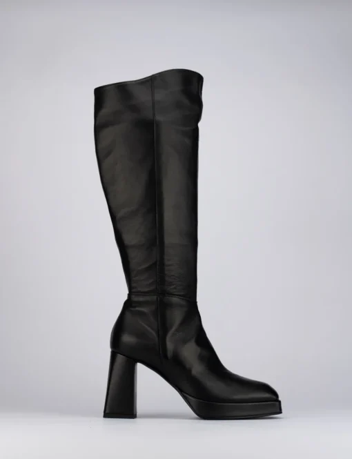 Stivali tacco 5cm pelle nero