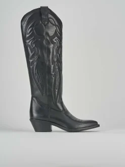 Stivali tacco 5cm pelle nero
