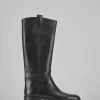 Stivali tacco 2cm pelle nero