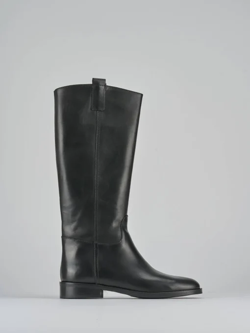 Stivali tacco 2cm pelle nero
