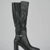 Stivali tacco 7cm pelle nero