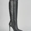 Stivali tacco 10cm pelle nero
