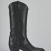 Stivali tacco 5cm pelle nero