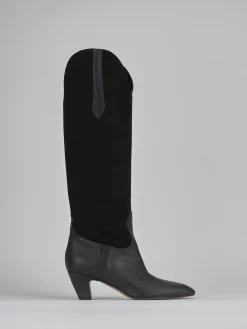 Stivali tacco 5cm pelle nero