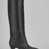 Stivali tacco 5cm pelle nero