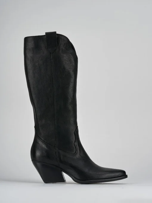 Stivali tacco 7cm pelle nero