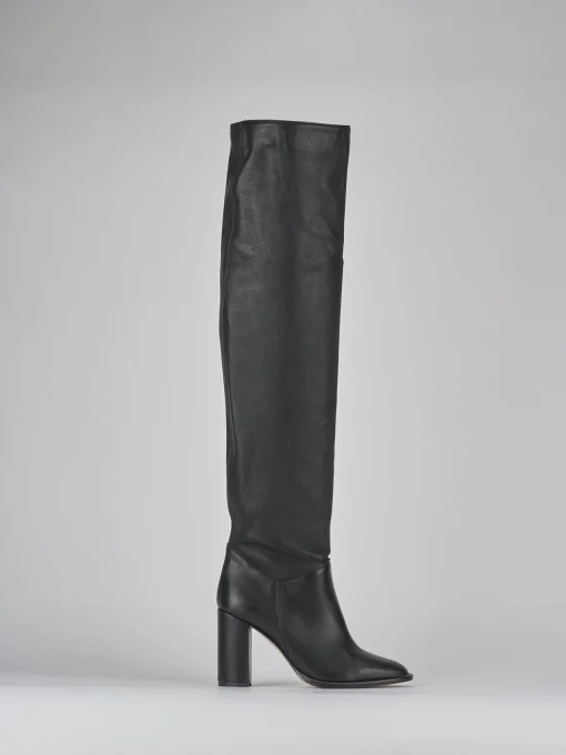 Stivali tacco 8cm pelle nero