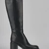 Stivali tacco 5cm pelle nero