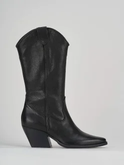 Stivali tacco 7cm pelle nero