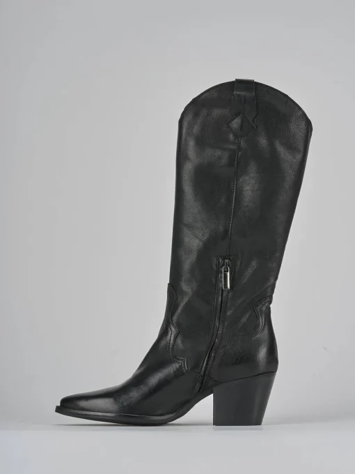 Stivali tacco 7cm pelle nero