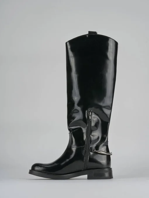 Stivali tacco 2cm pelle nero