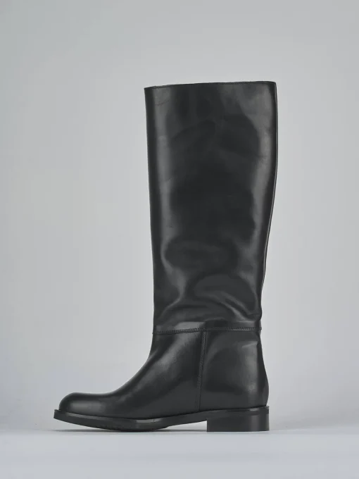 Stivali tacco 2cm pelle nero