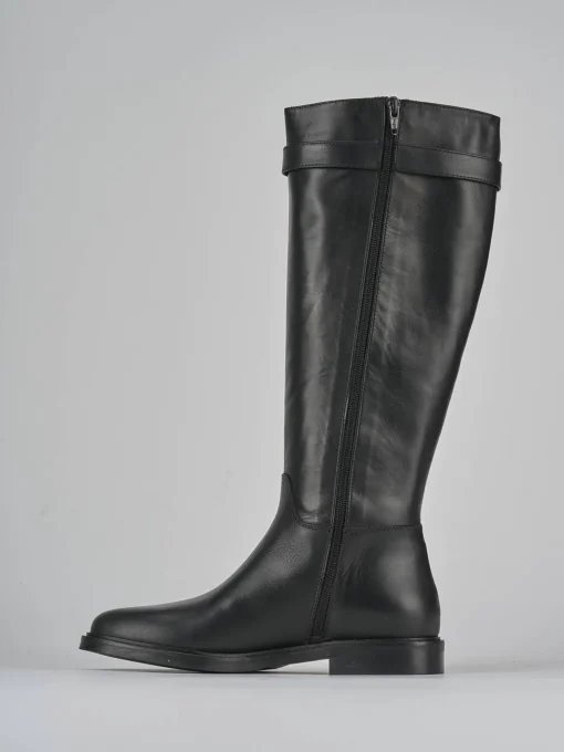 Stivali tacco 2cm pelle nero