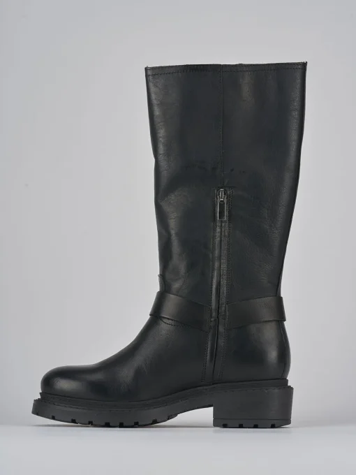 Stivali tacco 2cm pelle nero