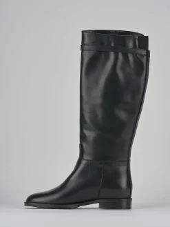 Stivali tacco 2cm pelle nero