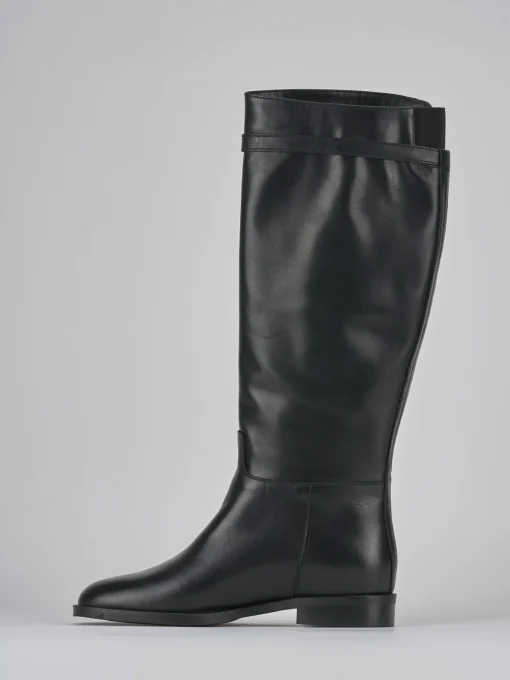 Stivali tacco 2cm pelle nero