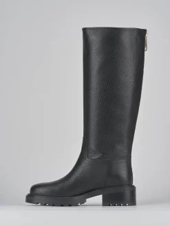 Stivali tacco 2cm pelle nero