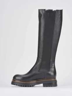Stivali tacco 2cm pelle nero