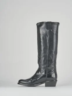 Stivali tacco 4cm pelle nero