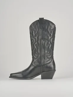 Stivali tacco 3cm pelle nero