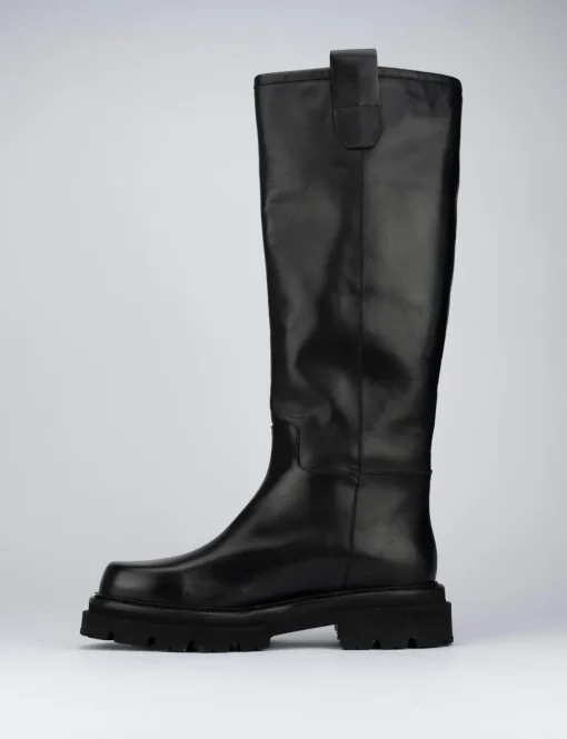 Stivali tacco 1cm pelle nero