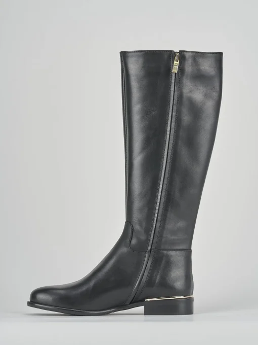 Stivali tacco 2cm pelle nero