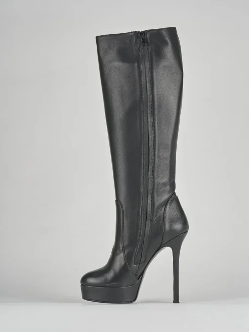 Stivali tacco 12cm pelle nero
