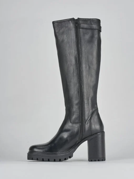 Stivali tacco 7cm pelle nero