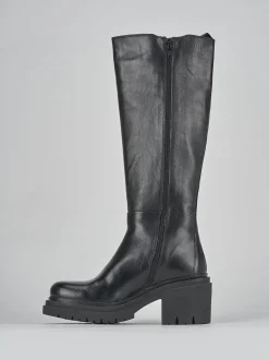 Stivali tacco 5cm pelle nero