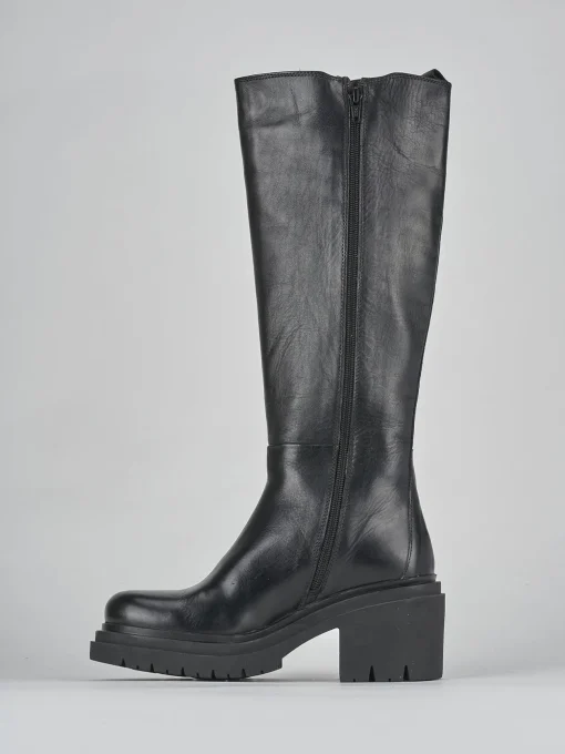 Stivali tacco 5cm pelle nero